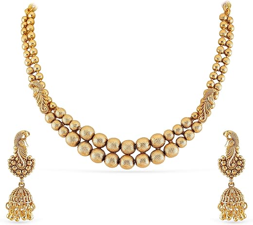 Rubans Gold Plated Necklace Set Double Layer Traditional Jewellery Gift for Women & Girls
