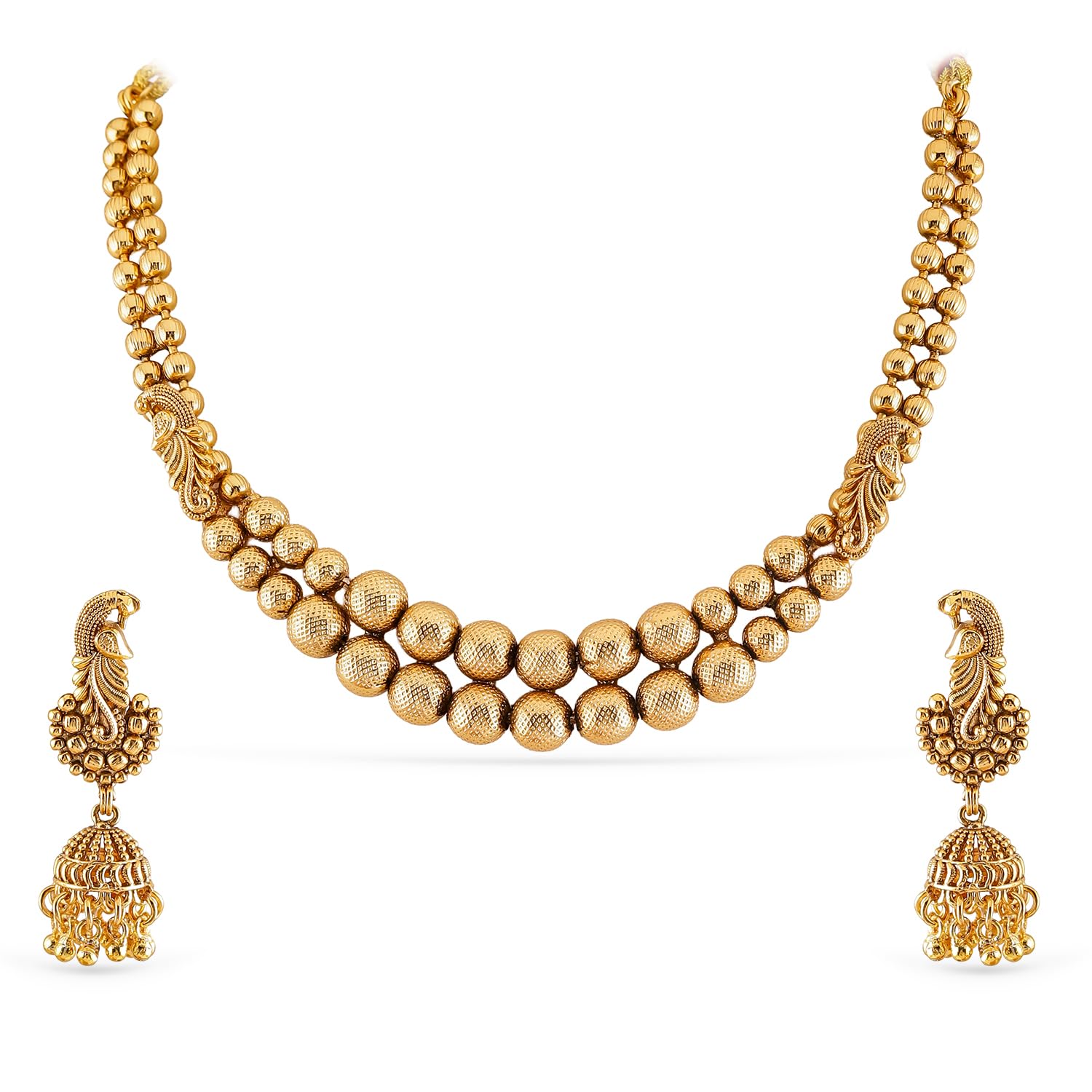 rubans Gold Plated Necklace Set Double Layer Traditional Jewellery Gift for Women & Girls-picture-19