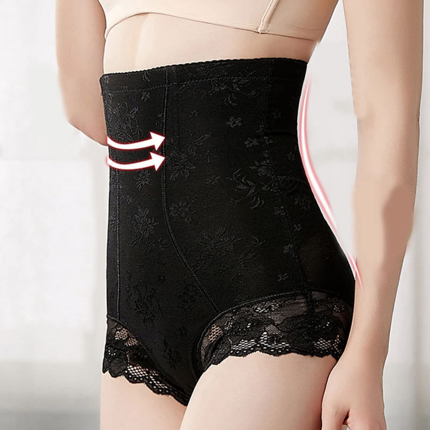 LXMQEF Damskie majtki typu butt lifter z wysokim stanem, majtki wyszczuplają, bielizna modelująca, pas, koronkowe figi