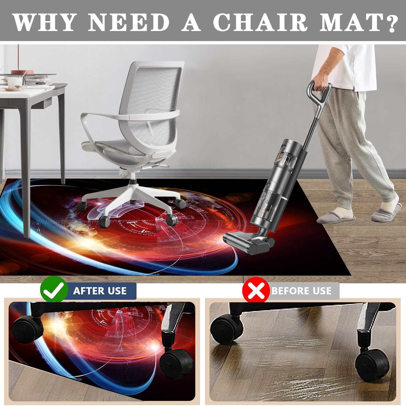 Dywan Krzesło Gaming Ochraniacz Podłogi Na Wózkach Inwalidzkich Biuro Biurko Gamer Mata 90 x 140 cm Mata ochronna Podłogi Biuro Mata podłogowa na Twarde podłogi, Laminat