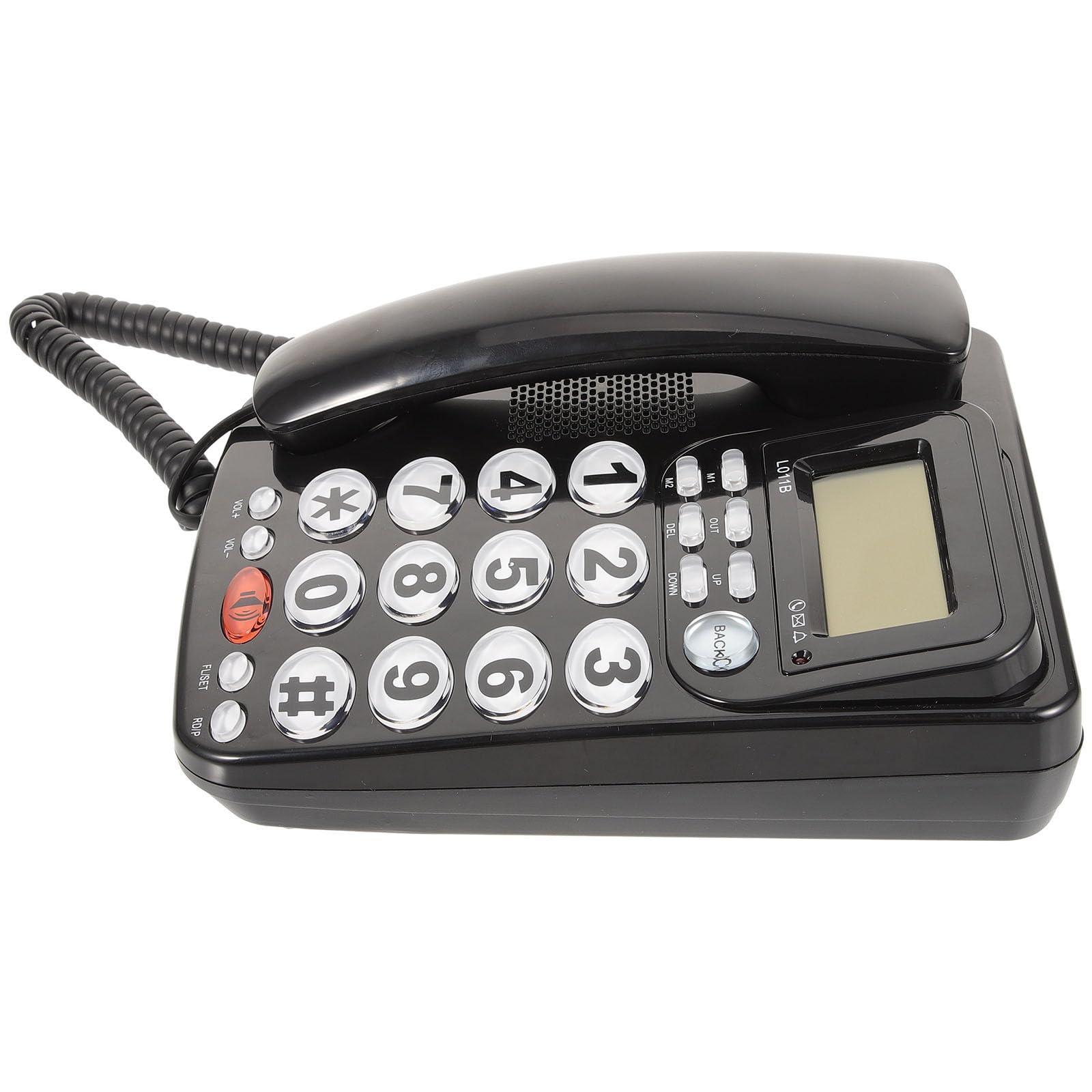 Teléfono Fijo de Sobremesa Vintage Negro Pvc, Gran Pantalla y Fácil Uso