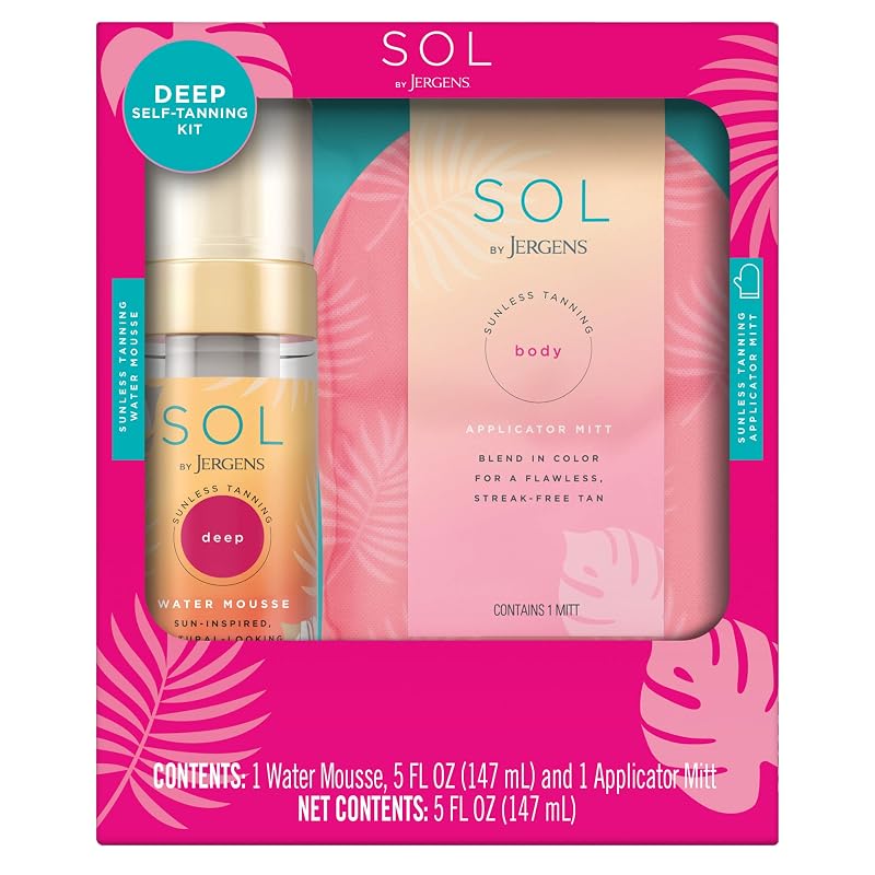Jergens SOL Mousse de autobronzeamento Deep com luva aplicadora, 150 mL + 1 luva