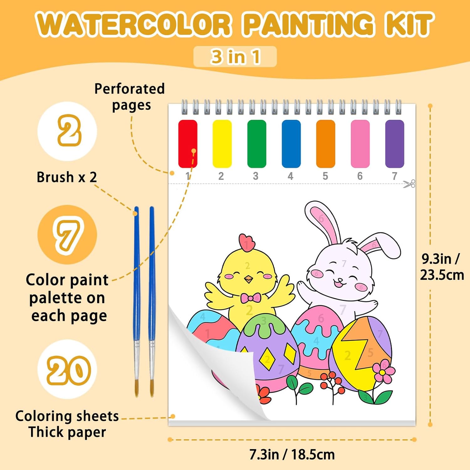 Paint with Water Coloring Books for Toddlers, Easter Theme Mess Free Watercolor Painting Papers for Kids Water Color Paint Kit Art Craft Birthday Gift for Ages 1-3, 4-8