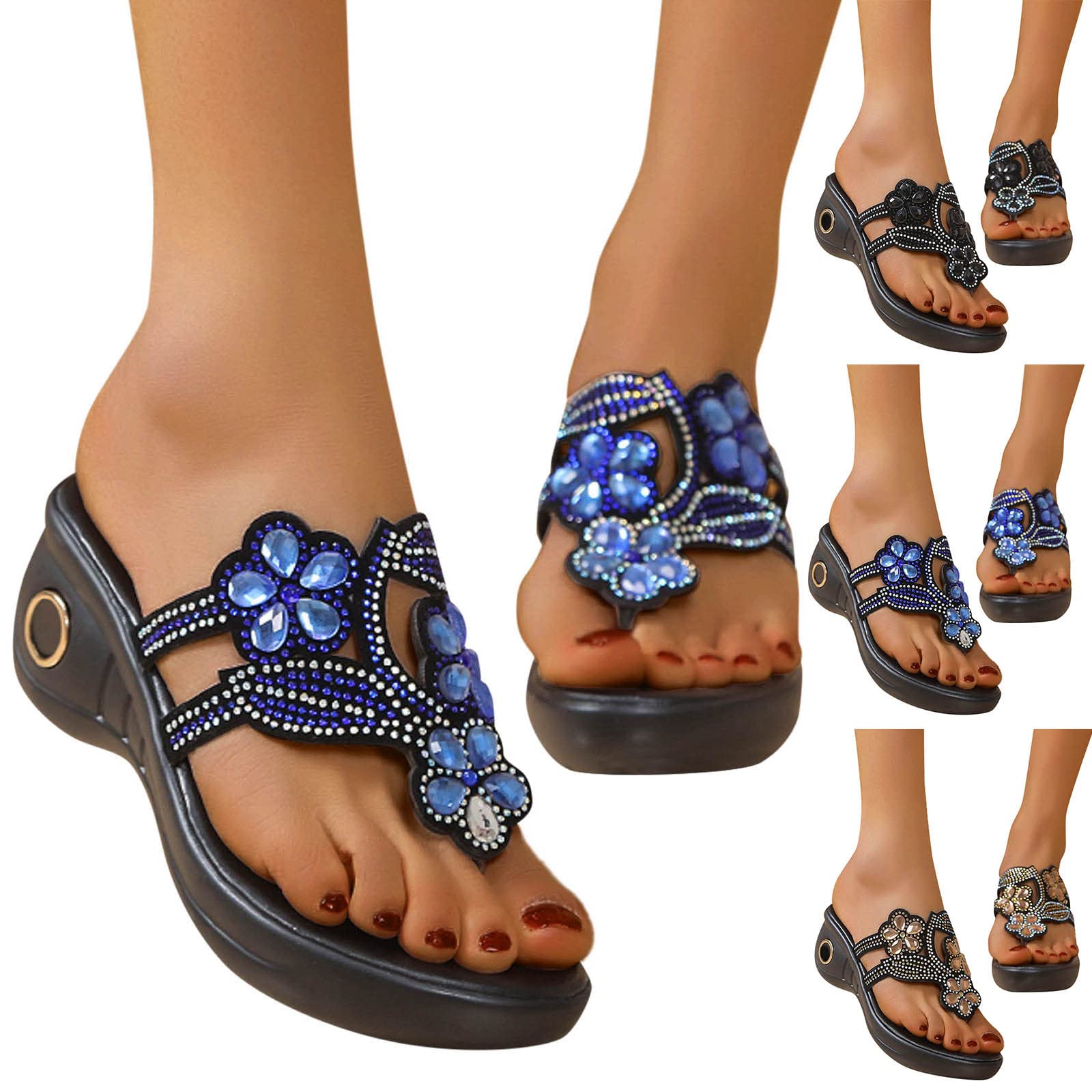 Generico Sandales Et Nu-Pieds Femme Confortables LéGèRes AntidéRapantes Semelle Souple Respirantes Chaussures Femme éTé éLéGantes Mules OrthopéDiques Coupe Large Ville Plage