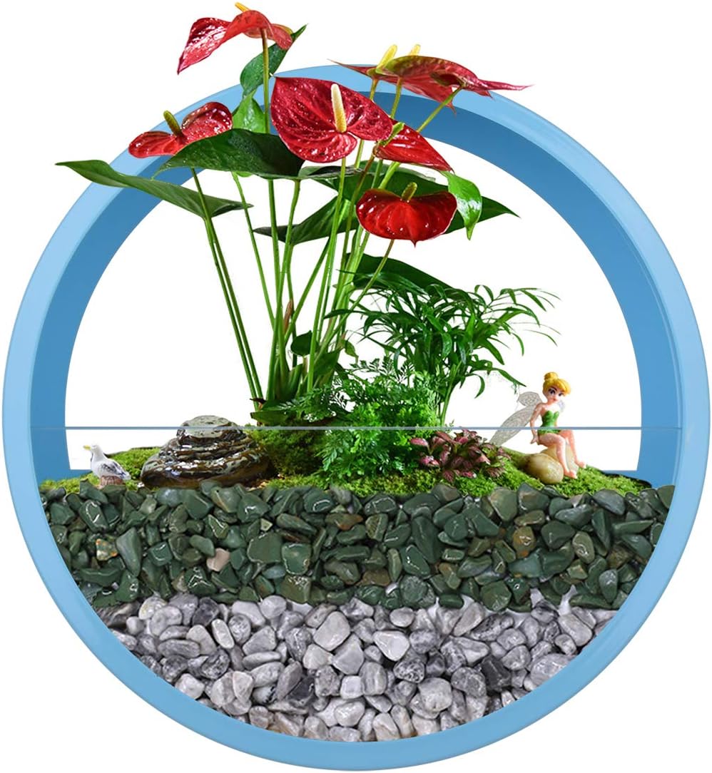 Metal Wall Planters,Clear Glass Hanging Vase Plants Holder Round Iron Artificial Pots Industry Design Flowers Hangers Simple Wall Mounted Terrarium with 3 Screw Hooks Indoor Decor for Home Supplies