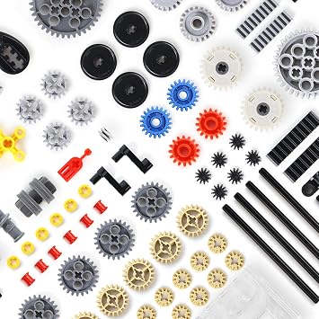 117 Pieces Gears Parts Motor Gear Zipper Connector Pins Worm Compatible with Lego Technic