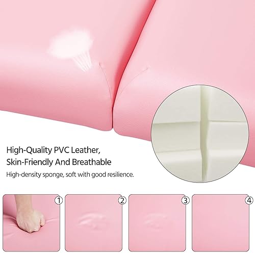 Miniatura 3 de Topeakmart Mesa de masaje portátil, cama de masaje, cama de spa, mesa de terapia, mesa de tratamiento plegable, altura ajustable, cama de salón de