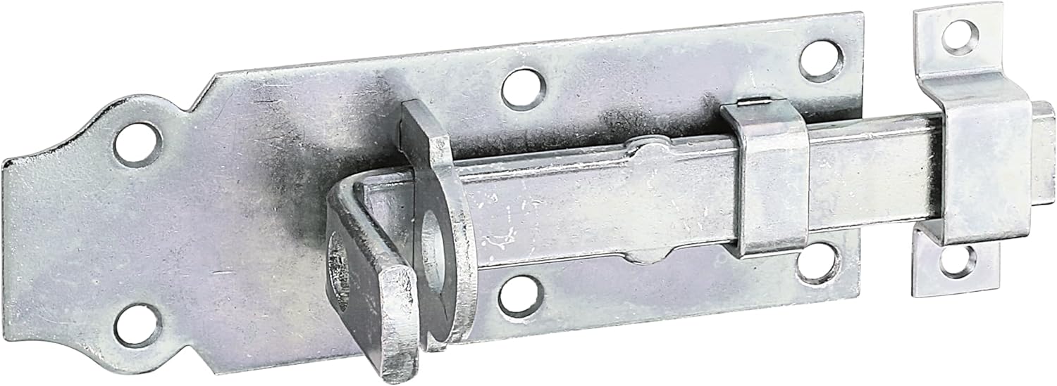 Alberts 116767 Schlossriegel | gerade, mit flachem Griff und befestigter Schlaufe | galvanisch verzinkt, dickschichtpassiviert | Platte 120 x 44 mm