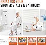 VEVOR Siège de Douche Antidérapant Hauteur Réglable 39-52 cm Chaise de Douche 158,8 kg Fauteuil de Bain avec Accoudoirs Dossier Aide à la Douche pour Personnes Âgées Femmes Enceintes Salle de Bain - 5