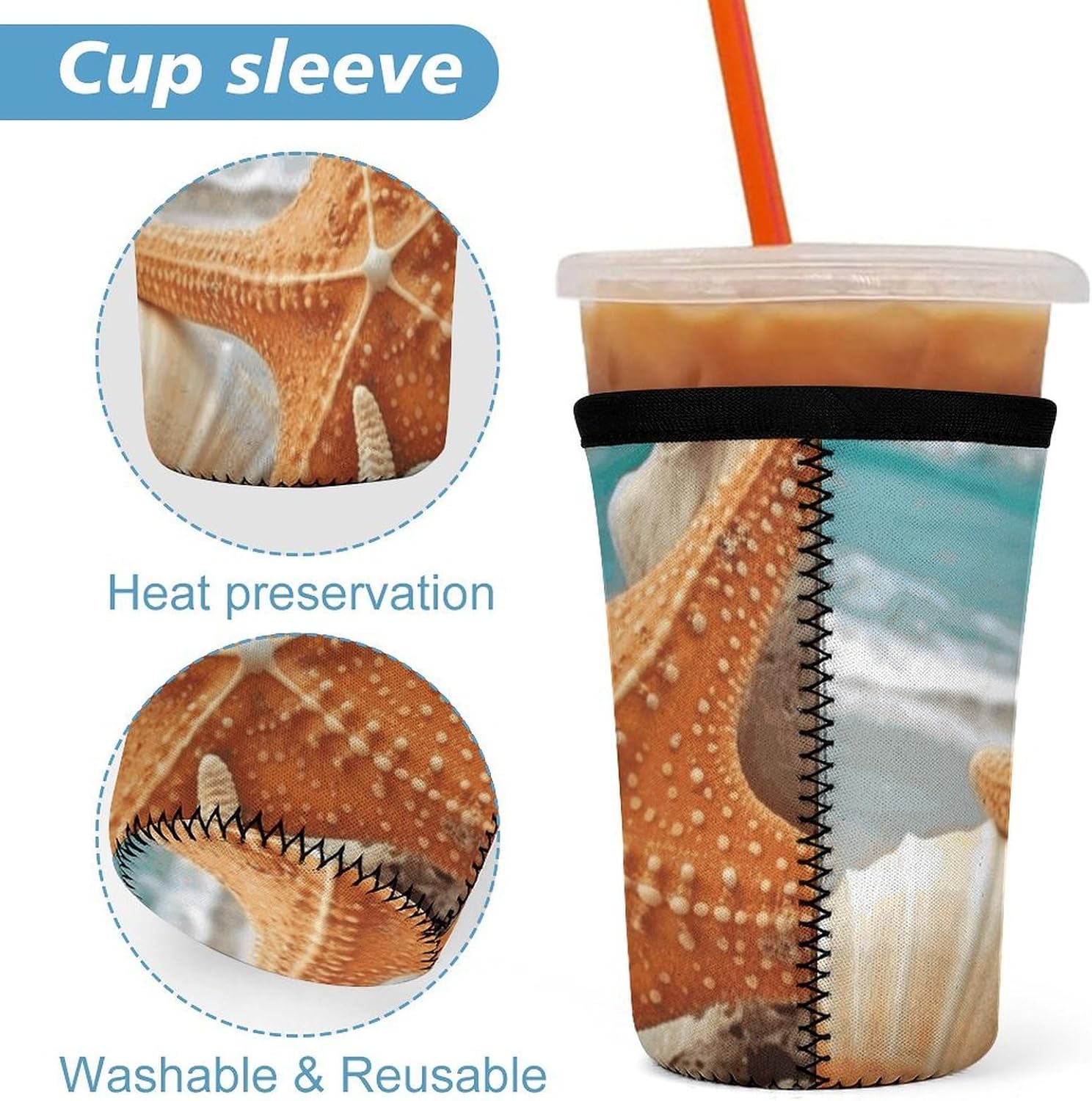 3 Pack Neoprene Cup Sleeves, Stretchy Reusable Drink Cup Cover Universal