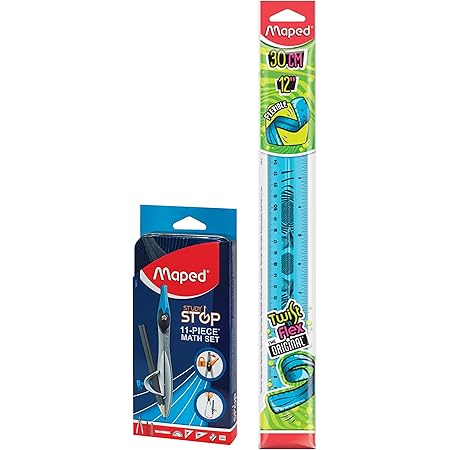 Maped Study Stop 11-Piece Math Set Geometry Box (195215) & Maped Twist ...