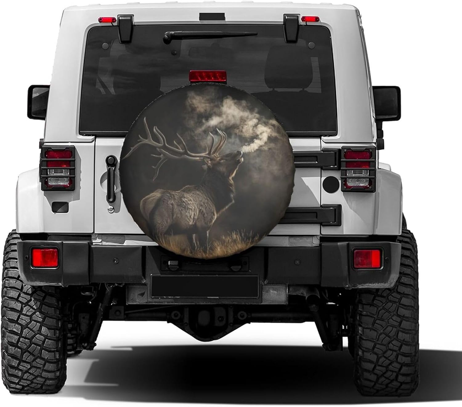 Elk Standing in The Field Spare Tire Cover Dust-Proof Wheel Tire Cover Fit Trailer, RV, SUV and Many Vehicle 15 Inch