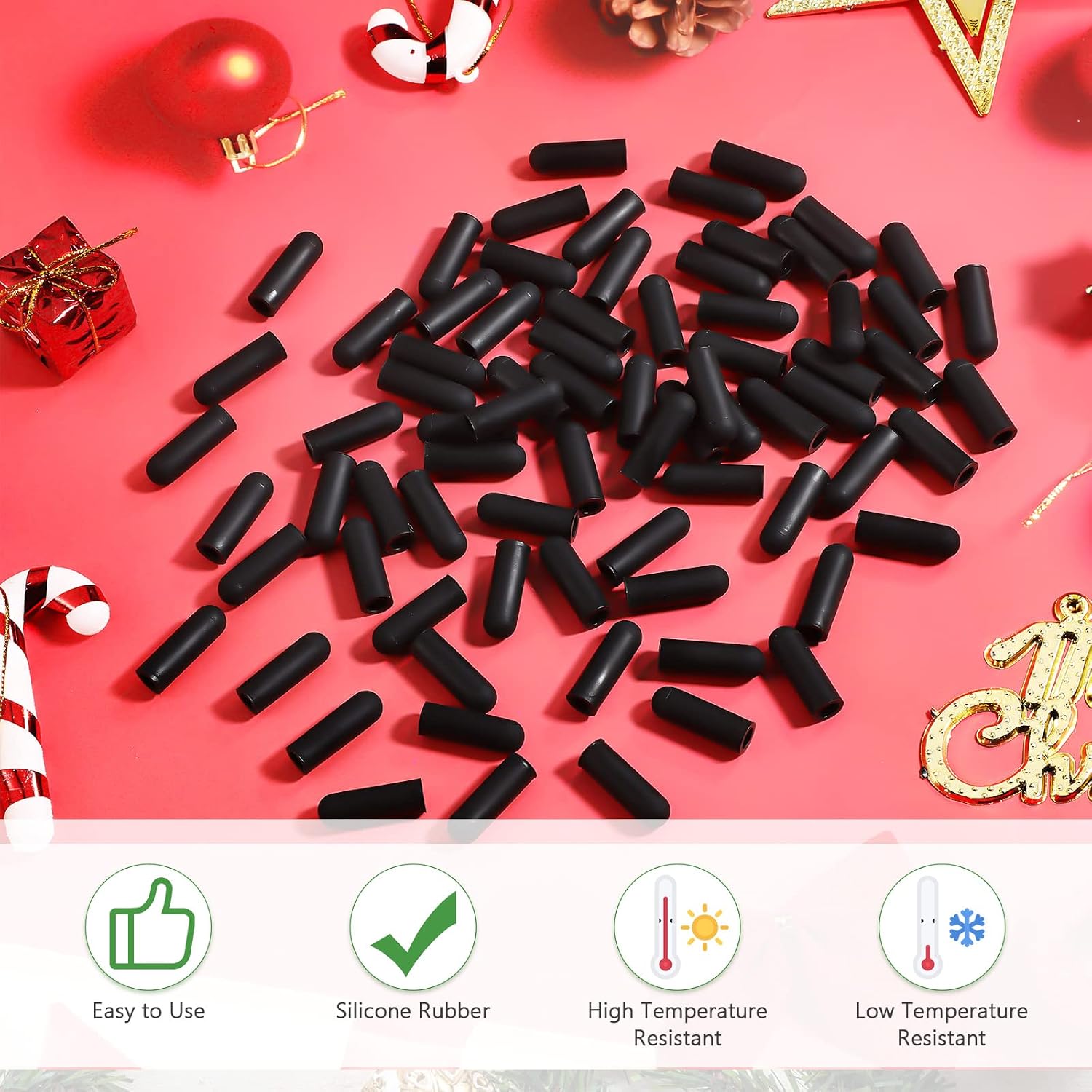 Zonon 100 Pcs Christmas No Glow Caps Black Lights 5 x 20 mm