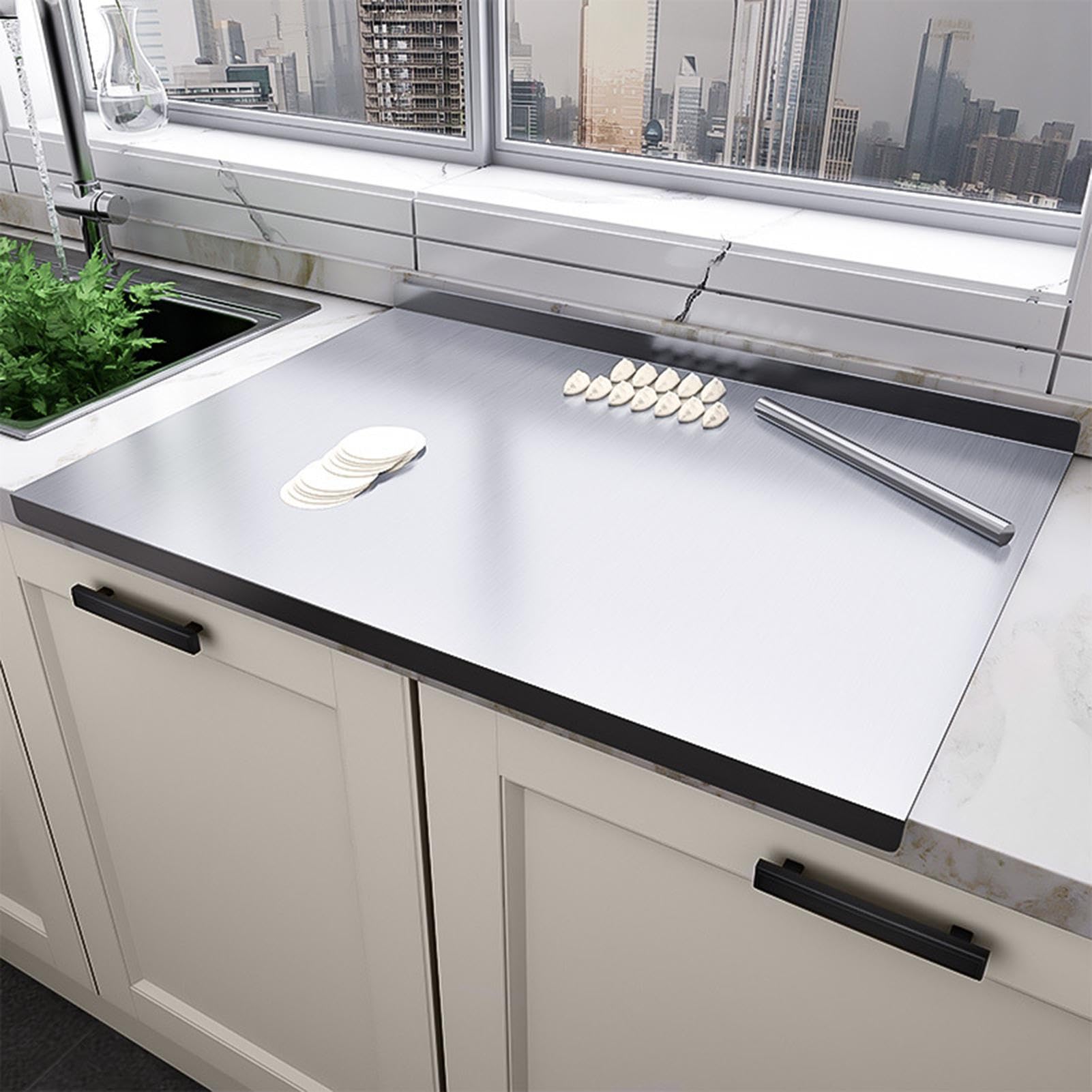Taglierina per tritare, tagliere in acciaio premium, grande tagliere da | cucina, tagliere multifunzionale, tappetino da taglio in legno reversibile, attraente