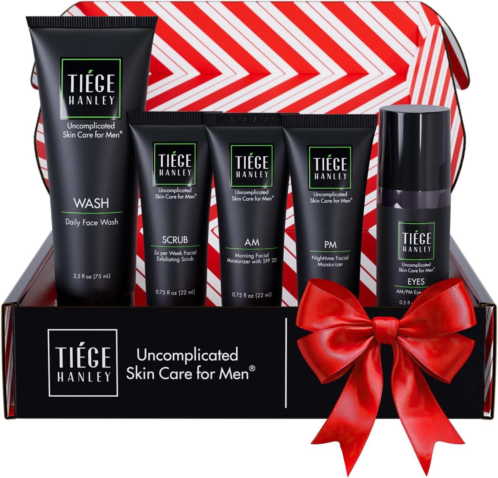 Tiege Hanley Menââ‚¬â„¢s Skin Care System Level 2 | Five Amazing Products Including Face Wash, Morning & Bedtime Moisturizer, Exfoliating Scrub & Eye Cream | Look and Feel Amazing Every Day, Itââ‚¬â„¢s Simple