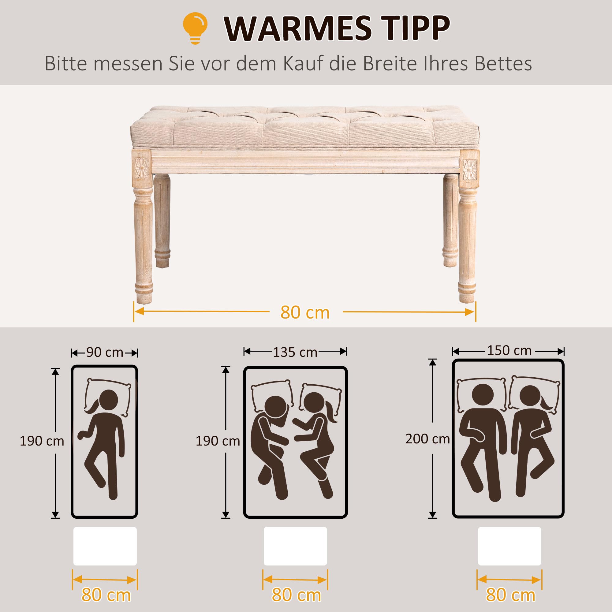 HOMCOM 2-zits bank, bank met dikke zit- en rugkussens, fluwelen look, gestoffeerde bank met houten poten, dubbele bank in moderne stijl voor woonkamer, slaapkamer, beige