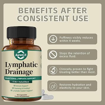 Lymphatic Drainage Capsules, Water Detox, Lymphatic Drainage - Reduce Lymph Swelling, Maximum Potency Formula with Dandelion Extract, Cleavers Extract - Supports Cellulite Reduction, 60 Capsules