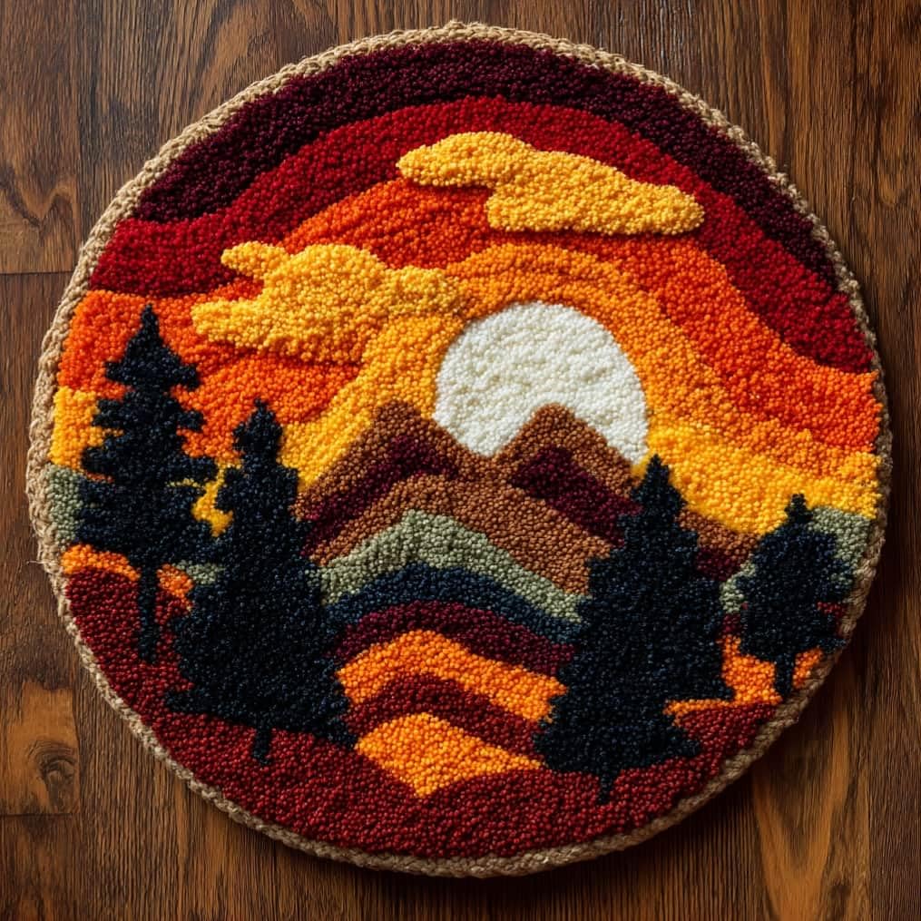 Kitquiver DIY Latch Hook Rug Kit for Aldult,Landscap 50X 50Cm