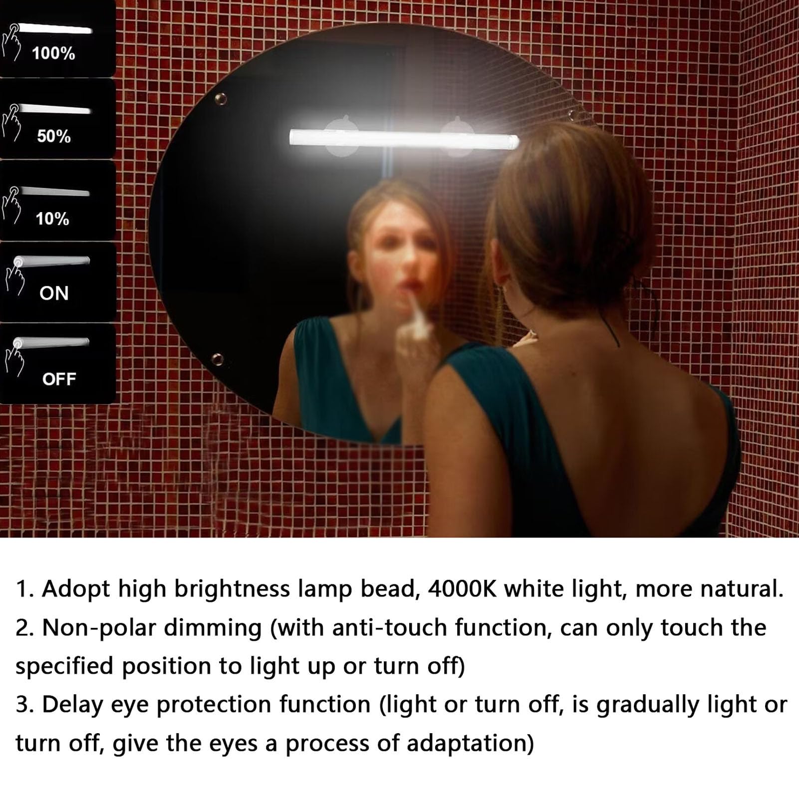 Oświetlenie Lustrzane LED Dotykowa Lustrzana Usb Vanity Light Przenośna Toaletka Ściemniacz światła do Przymierzalni
