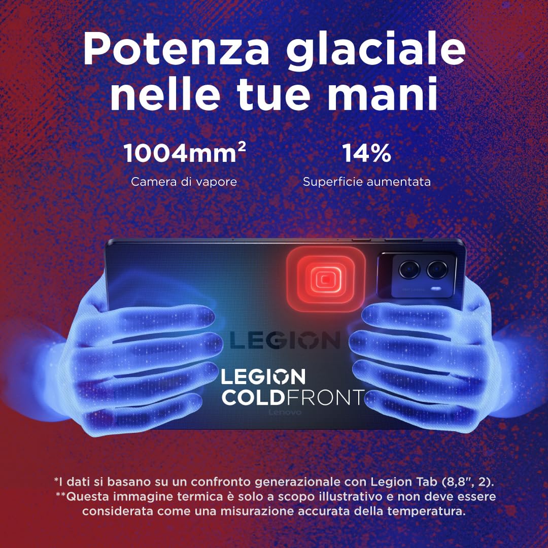 Lenovo Legion Tab con Google Gemini - Tablet Gaming 8.8" | 2.5K 165Hz, Processore Qualcomm Snapdragon 8 Gen 3, RAM 12GB LPDDR5x, Memoria 256GB, Wi-Fi 7, Android 14, Eclipse Black