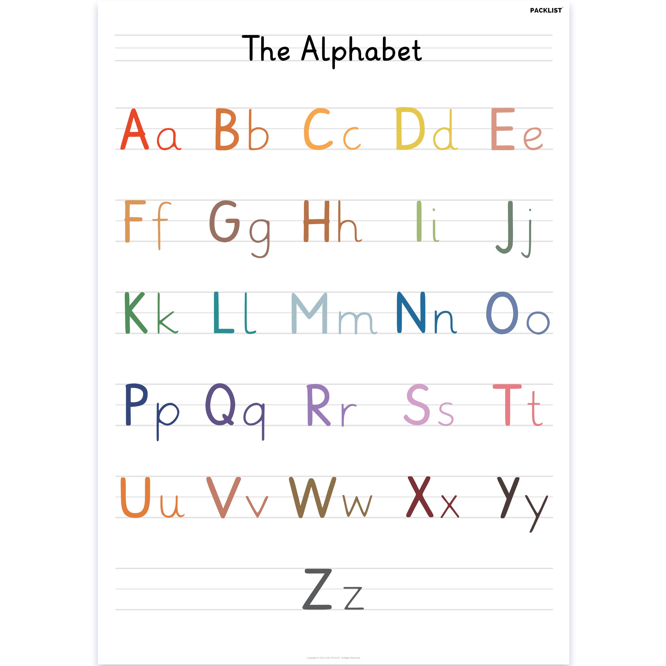 PACKLIST English Alphabet Poster for Kids - Extra Large A1 (84x60cm) ABC Wall Chart | Bright, Fun & Colourful Letters for Easy Learning | Perfect Decor for Classrooms, Nurseries & Playrooms — image 1