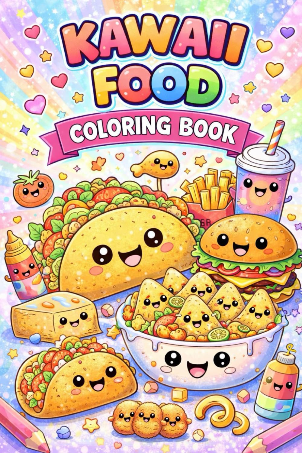 Kawaii Food Coloring Book: Cute & Fun Food Coloring Pages with Adorable Kawaii Characters – For Kids, Teens & Grown-Ups