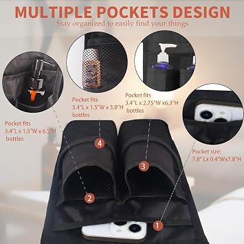 Massage Bottle Holster with Multiple Pockets Design,Machine Washable Massage Lotion Holster with Air Mesh,Heavy Duty Adjustable Strap and Durable Lotion Oil Waist Belt,for Massage Therapist(Only Bag)