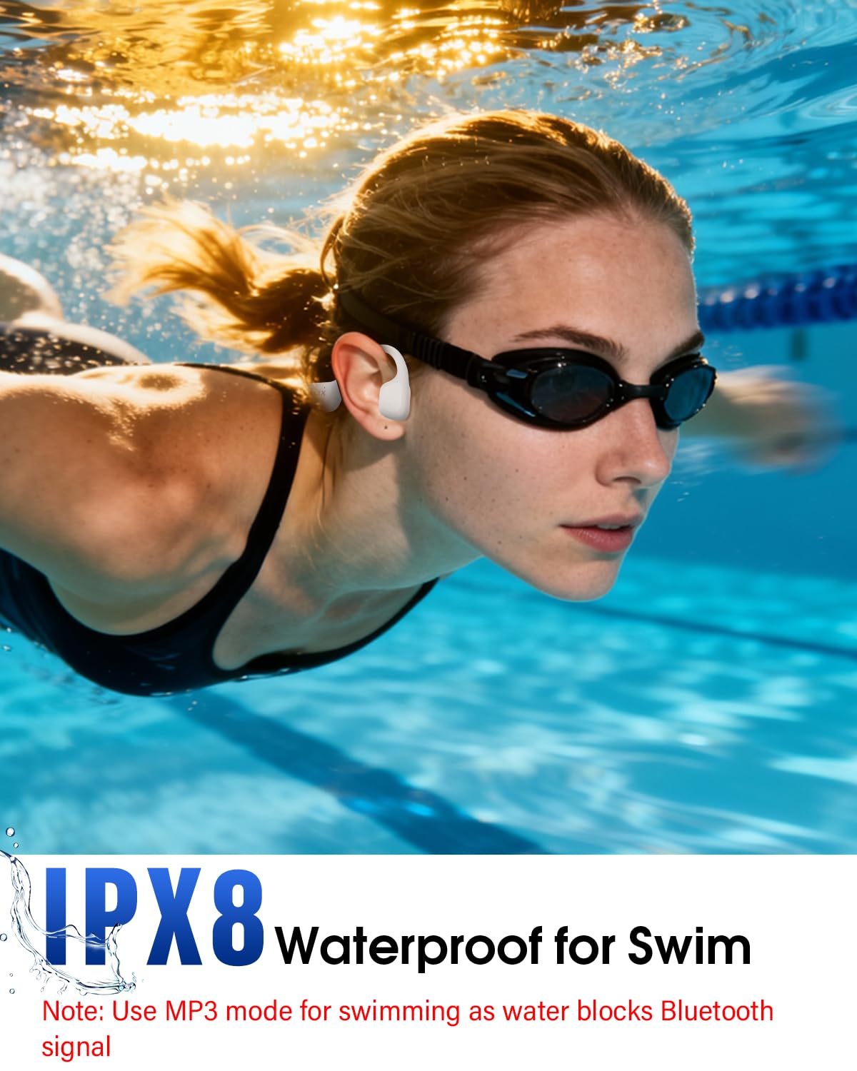 Casque Conduction Osseuse Natation, IPX8, Bluetooth 6.0, MP3 8 Go