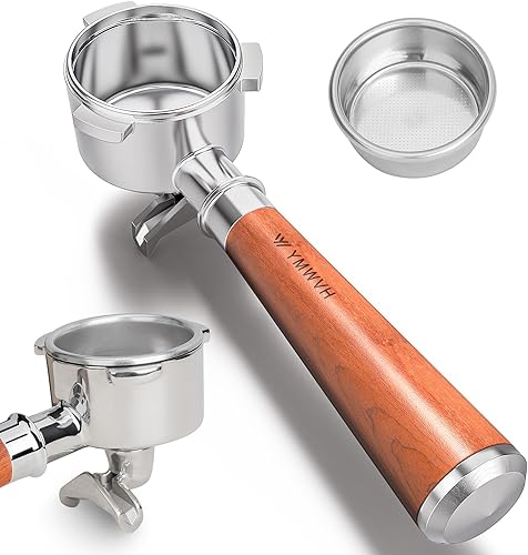 Miniatura 1 de Portafiltro de doble boquilla de 2.126 in con 3 orejas  Se adapta a máquina de café espresso BrevilleSage Barista de 2.126 in  Cesta de acero