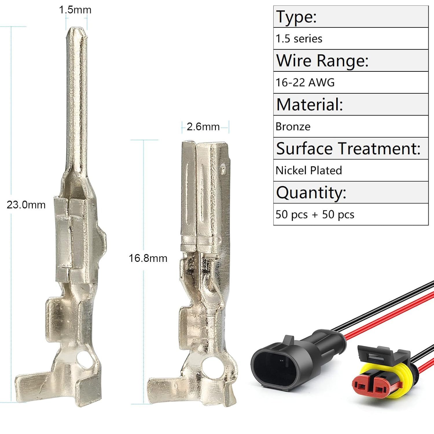 440Pcs Automotive Electrical Pin Connectors Kit 1.5/1.8/2.5/2.8mm Pin Terminals Wire Connector Pins Wiring Harness Pin Kit Crimp Terminal Pins for 22-12 Gauge Plug