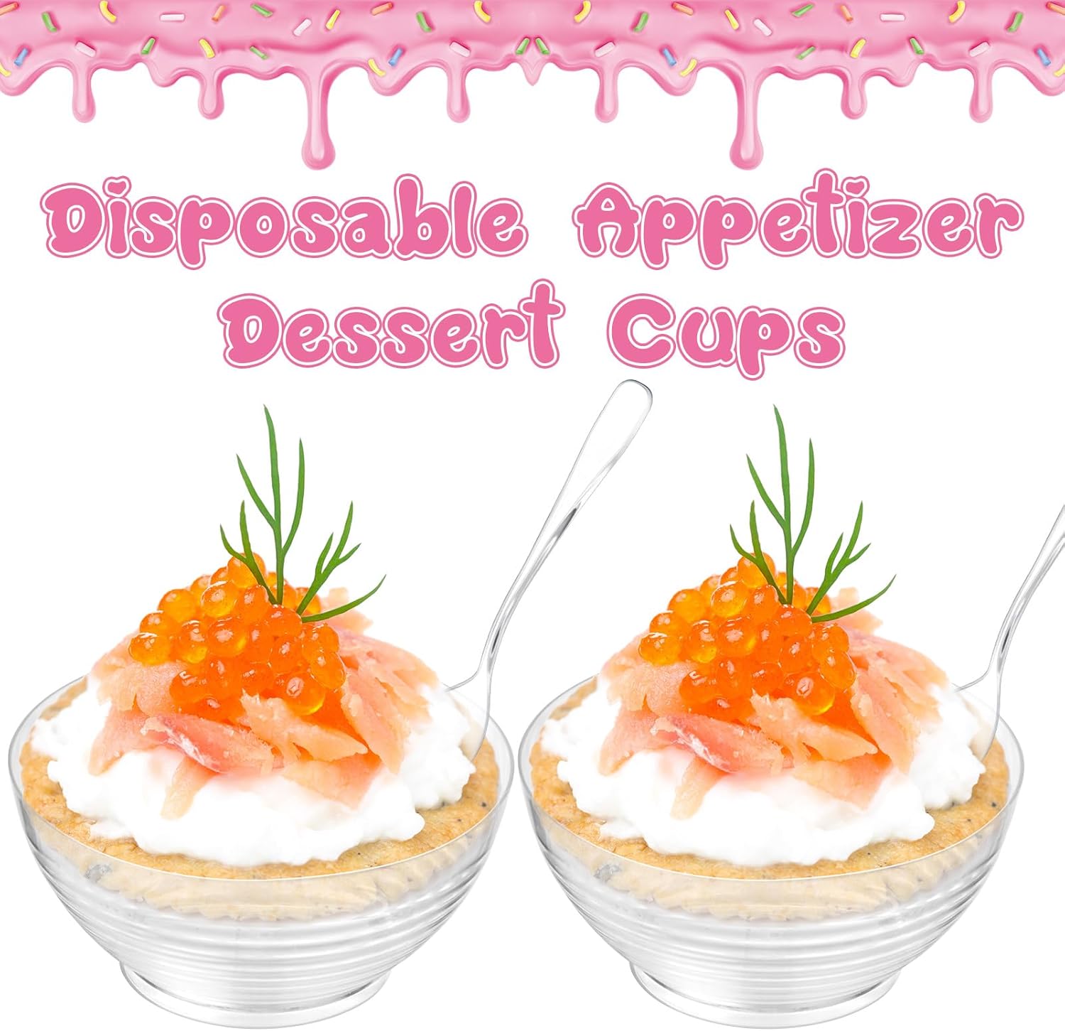 400 Pcs 3 oz Mini Dessert Bowls and Spoons Small Clear Plastic Bowl Hard Serving Cups for Appetizers Mousse Puddings Condiments Snacks Party