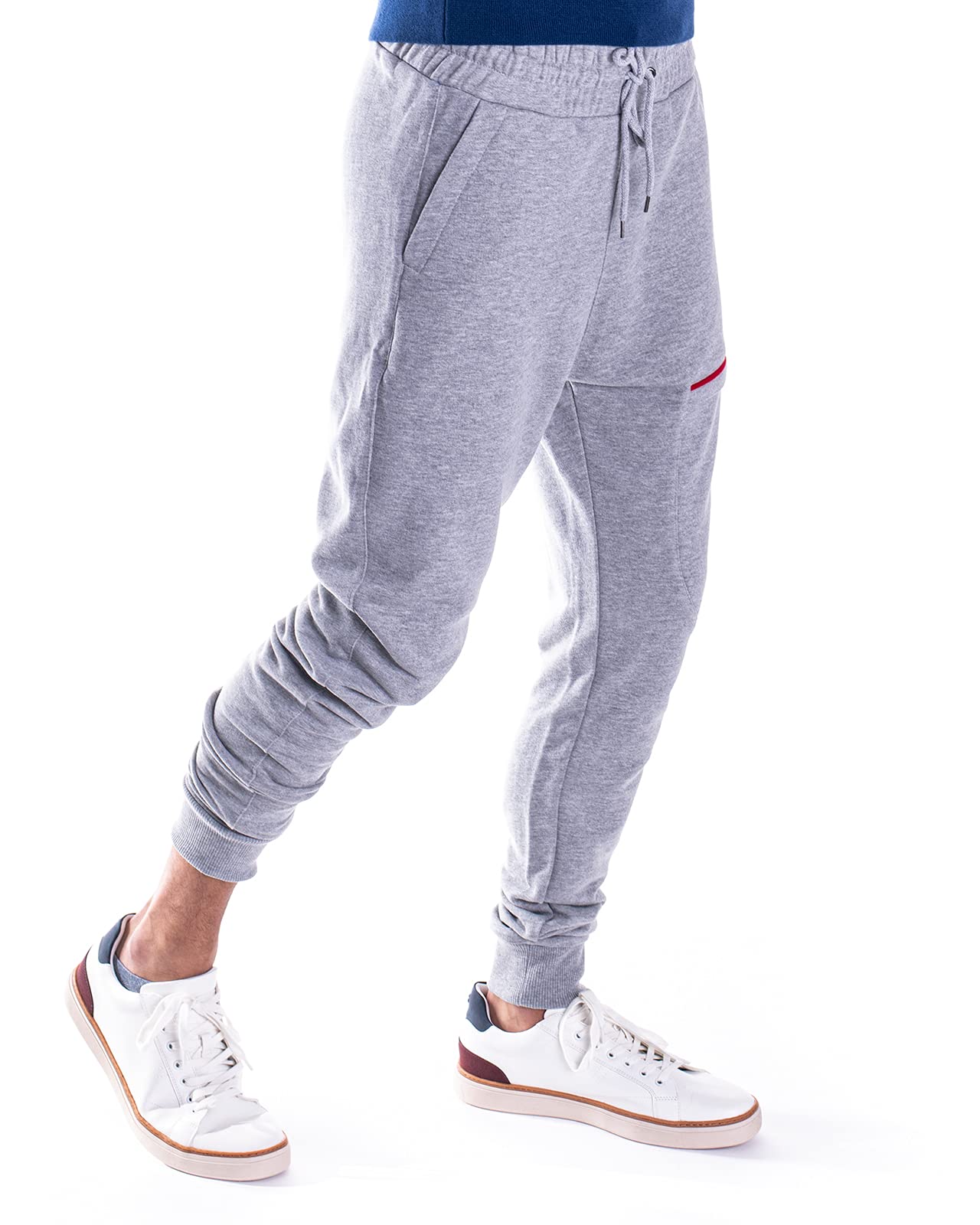 Pantalones de Chándal para Hombre, Cómodos para Fitness y Trekking, 100% Algodón Puro, Bolsillos con Cierre de Cremallera