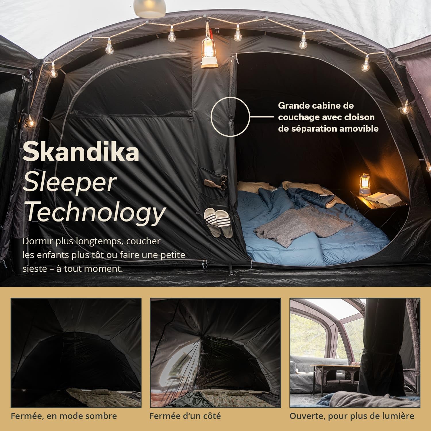 Skandika Timola 6 Air Tente de Camping Gonflable pour 6 Personnes | avec/sans Technologie Sleeper, Colonne d'eau 4000 mm, Hauteur 220 cm, bâche