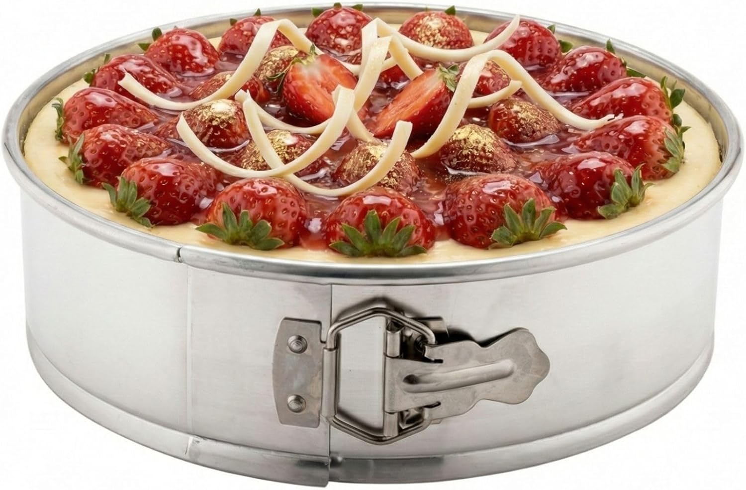 Restaurantware Met Lux 12 Inch Round Cake Pan 1 Springform Springform Pan - Removable Bottom Release Latch Silver Aluminum Cheesecake Pan For Baking Desserts