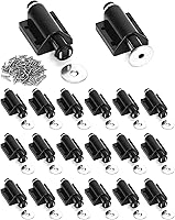 QWORK 20-Pack Magnetic Touch Latches Black Push-to-Open Catches for Cabinets, Wardrobes, Glass Doors - 56mm w/Screws