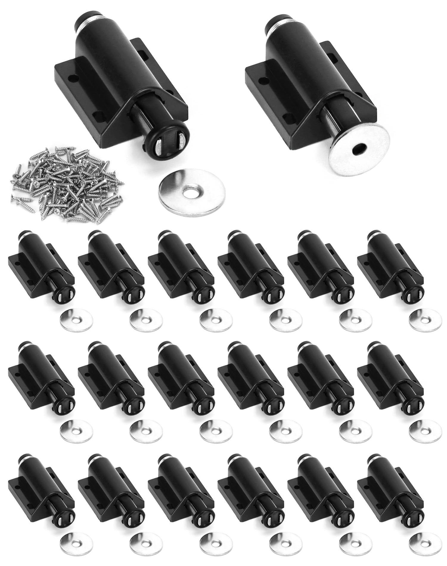 Fermeture magnétique puissante tête ronde loquet noir meuble longueur 56 mm pack de 20 QWORK