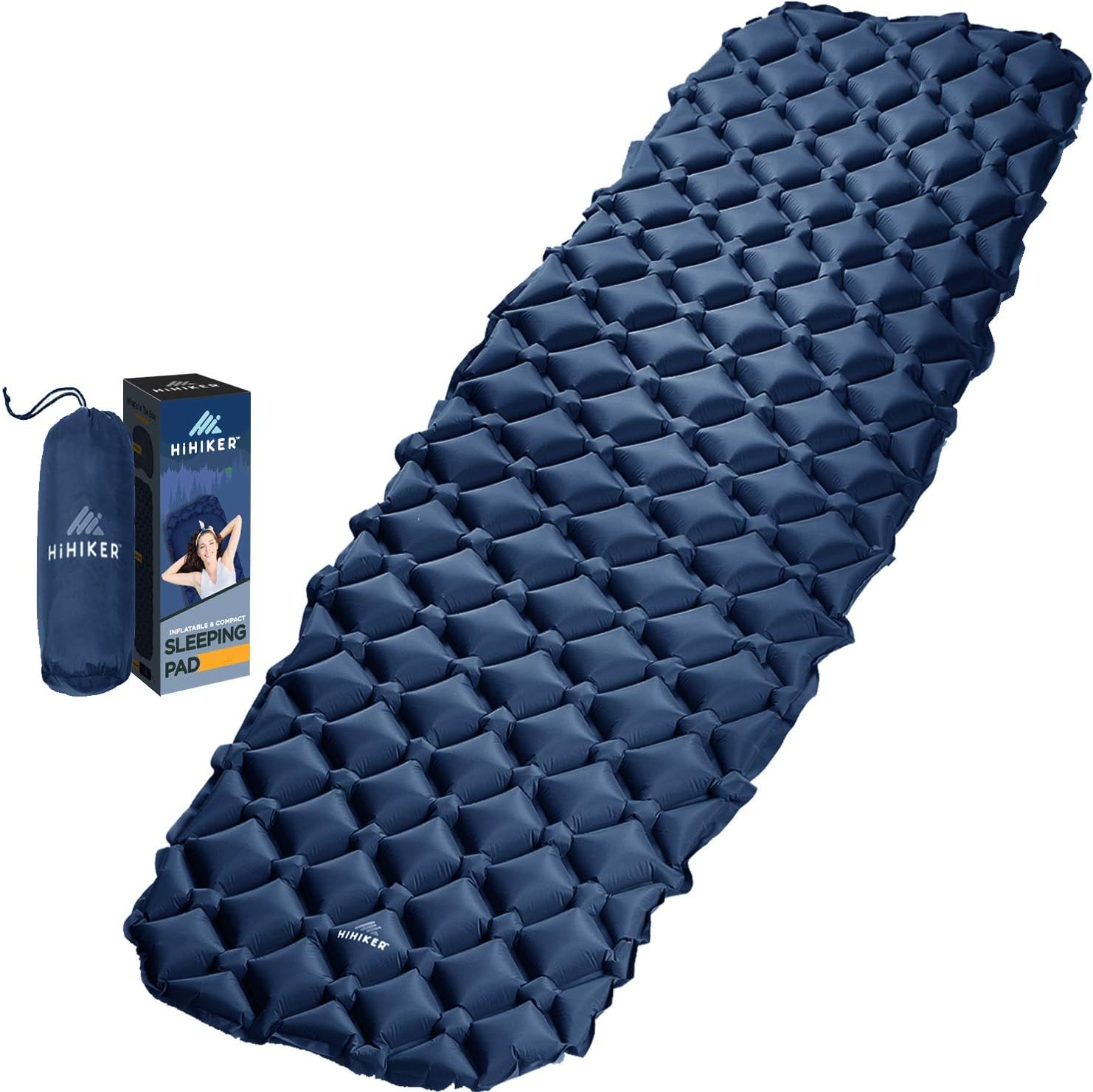 Camping Sleeping Pad– Ultralight Backpacking Air Mattress w/Compact Carrying Bag –Sleeping Mat for Hiking Traveling & Outdoor Activities. (Blue)