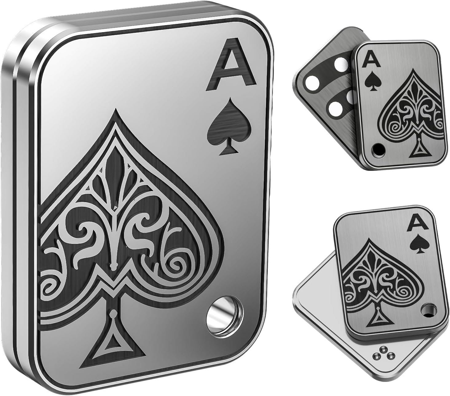 Fidget Toys Adults Metal Fidget Slider Poker Cards Fidget Metal Fidget Slider Fidget Toys Adults Decompression Desk Toys to Relief Anxiety and Stress for ADD, ADHD & Autism (Silver)