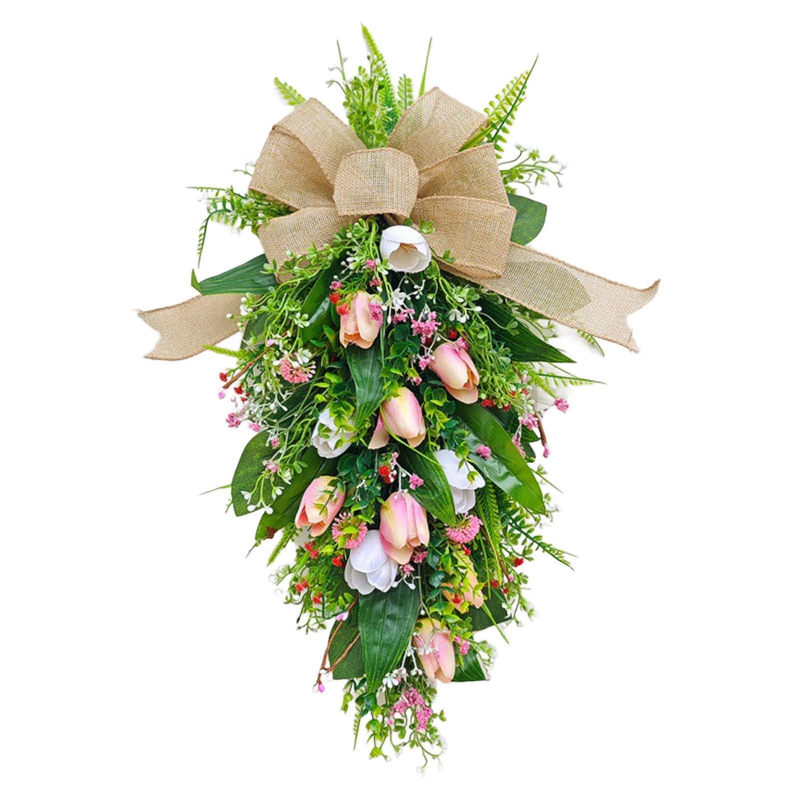 AMSLSIU Spring Wreath Summer Wreath Hanging Ornament Tulips Bright Blooms Bringing Joyful Ambiance To Fleek Homes Artificial Tulips Teardrop Party Supplies