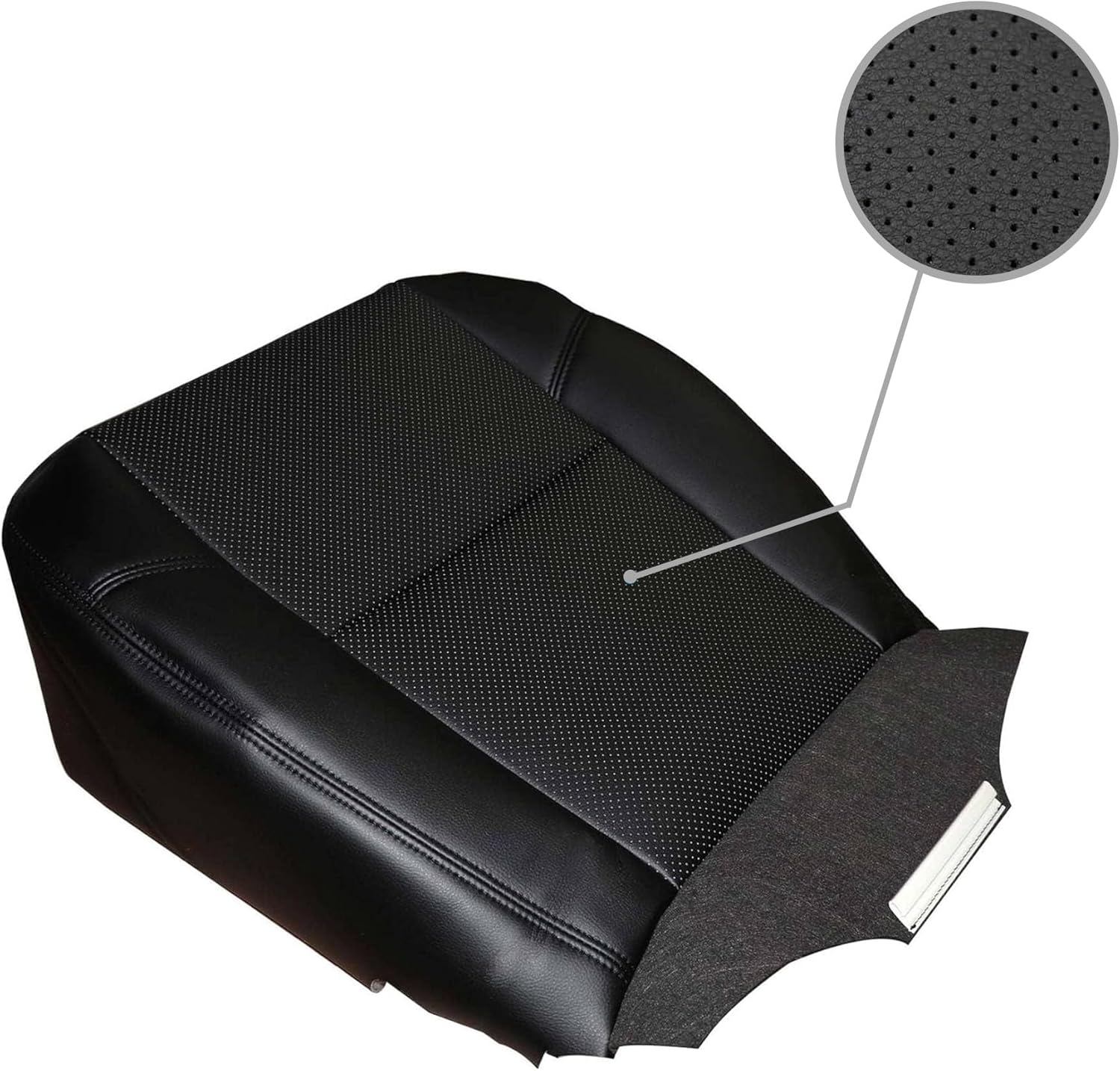 GXARTS Front Driver Or Passenger Side Bottom Perforated Leather Seat Cover and Console Lid Armrest Cover Black Fit for Cadillac Escalade ESV EXT 2007 2008 2009 2010 2011 2012 2013 2014