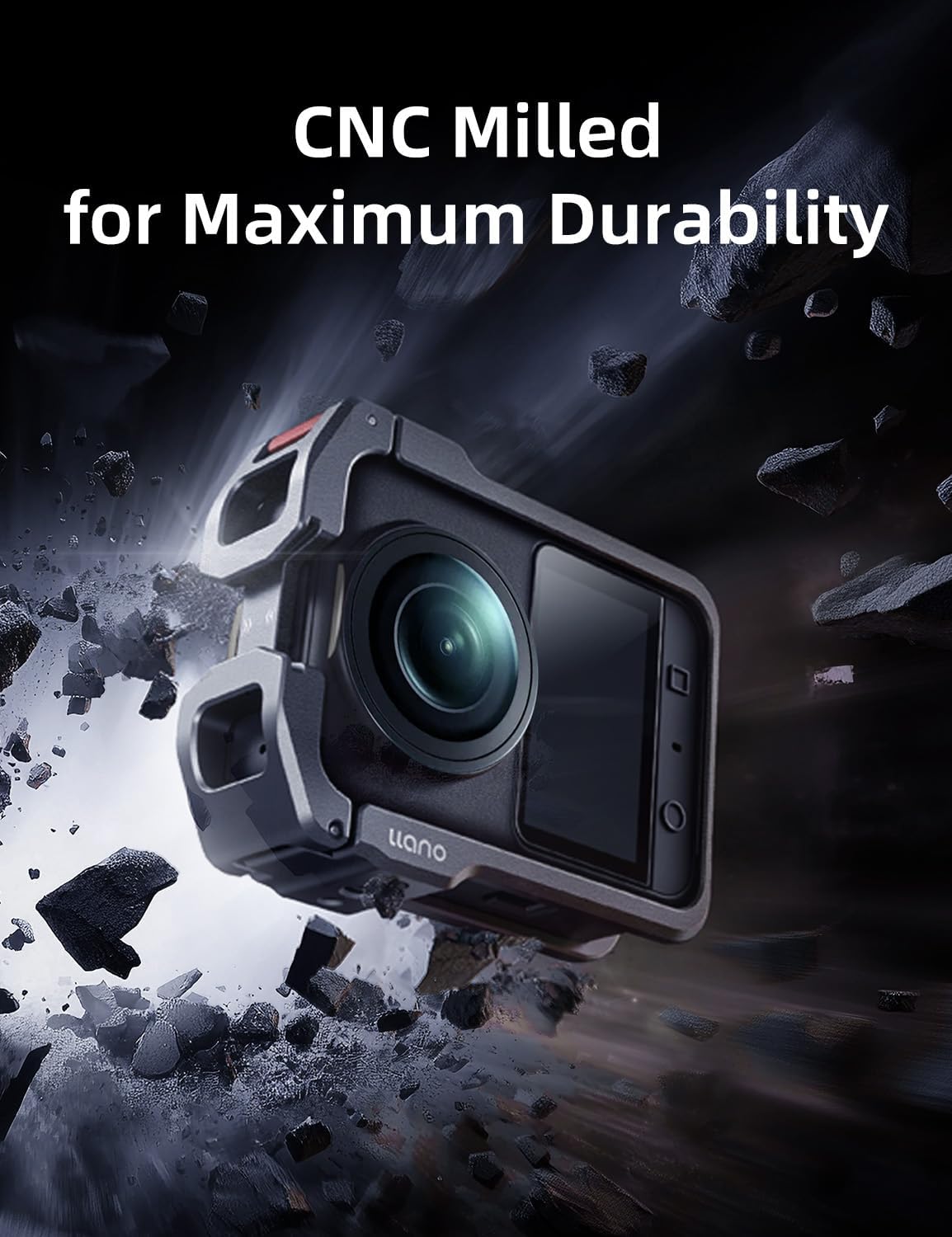 llano Aluminum Camera Cage for DJI Osmo 360 – CNC Precision Fit Protective Frame, 45g Lightweight Metal Case Compatible with DJI Mic, Cold Shoe & 1/4"-20 Mounts, Horizontal & Vertical Shooting Support - Image 9