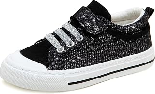 Toandon Little Girls Kids Sparkle Sneakers Sequins Glitter Canvas Walking Shoes Age 3-10