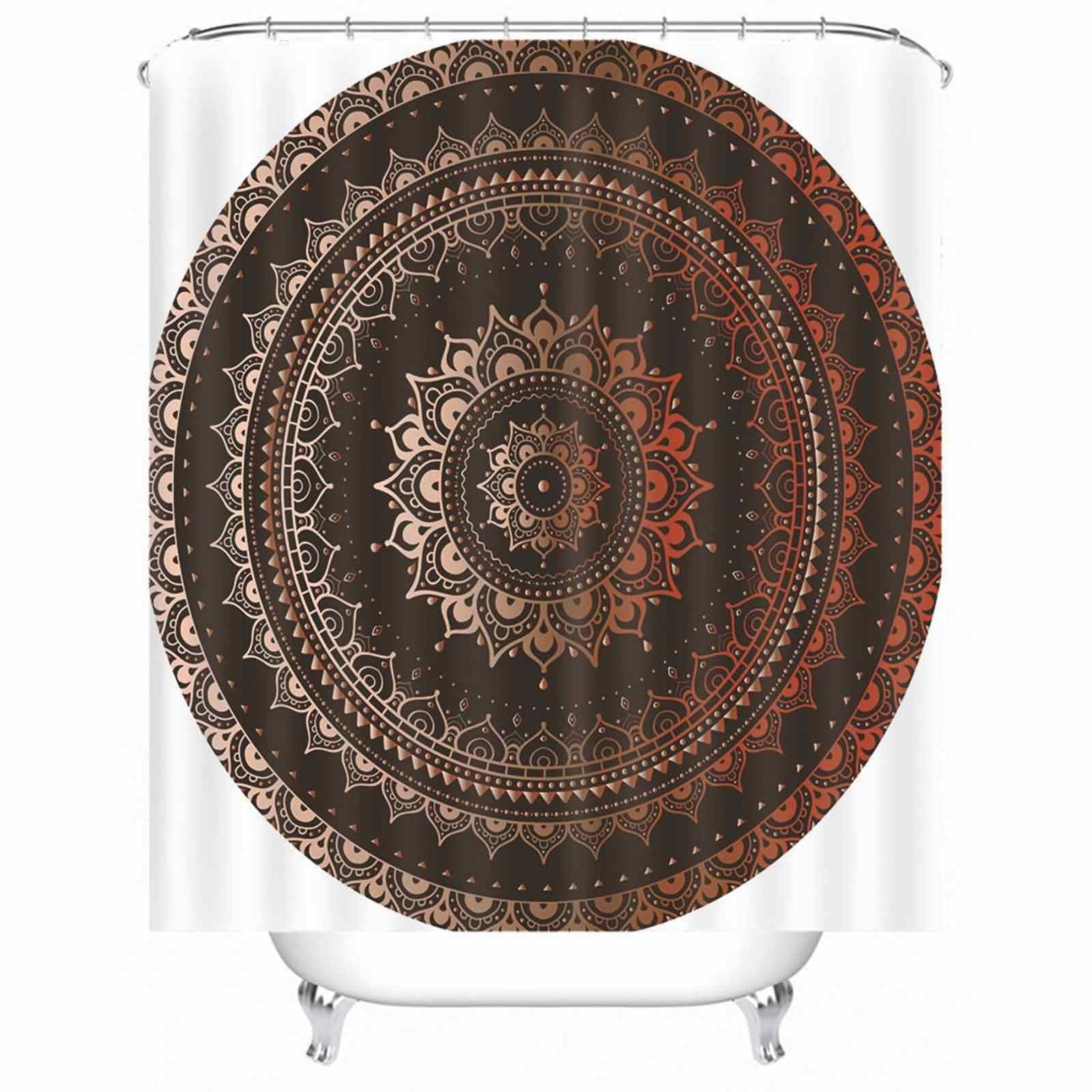 Rideau de douche imperméable vintage blanc et marron 200x180cm