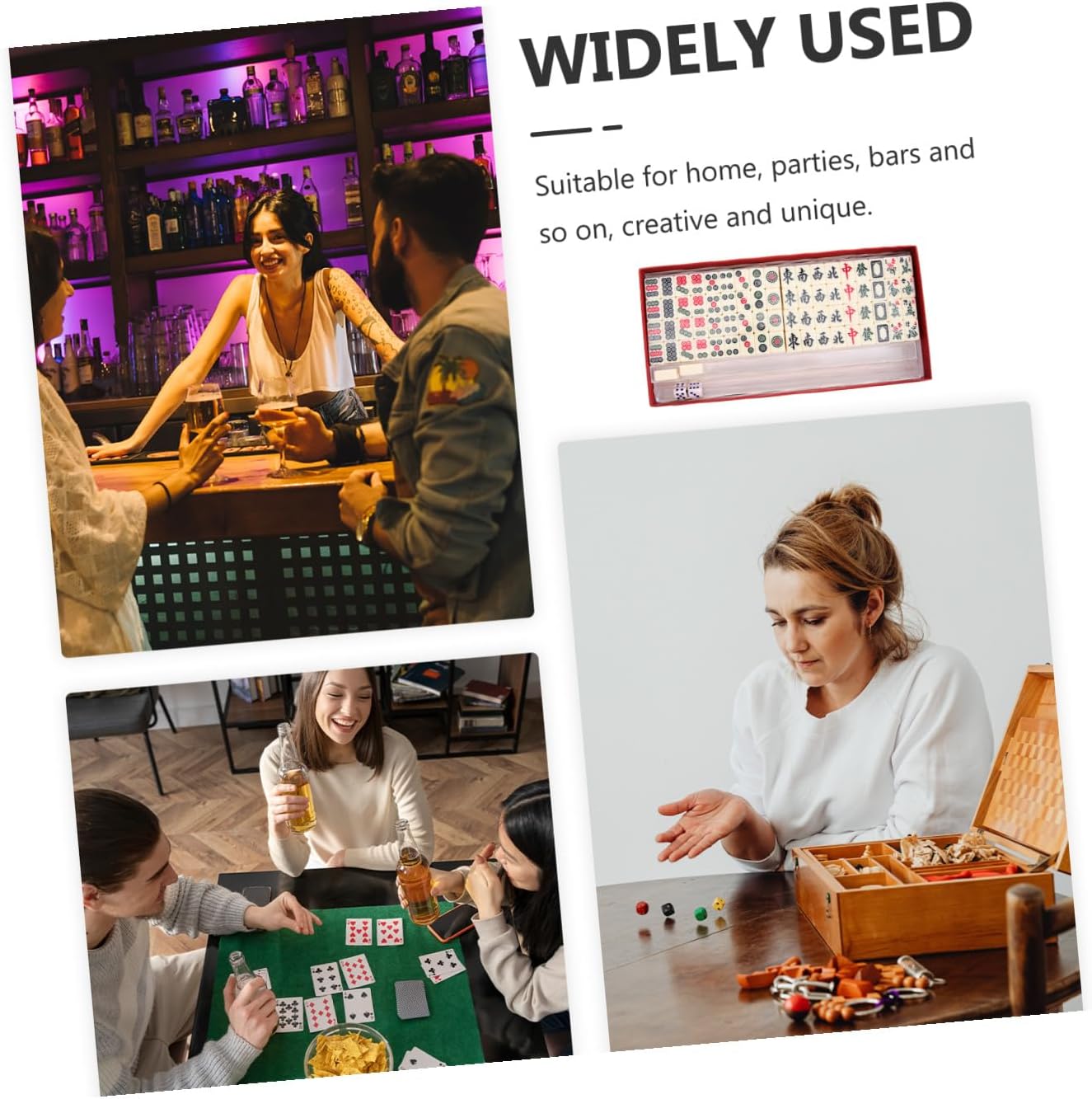 IMIKEYA 1set Portable Chinese Mahjong Game Storage Case Mini Travel Mahjong Kit for Home Parties Lightweight and Practical Design for Fun