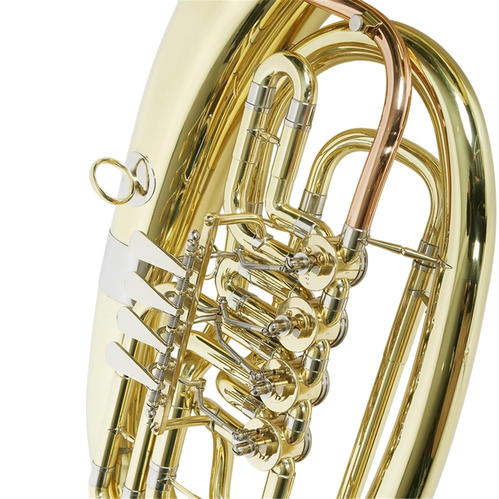 Instrumento de tuba Bombardino en si bemol de cuatro llaves lacado en oro
