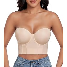 DotVol Womens Longline Strapless Underwire Corset Bustier Bra