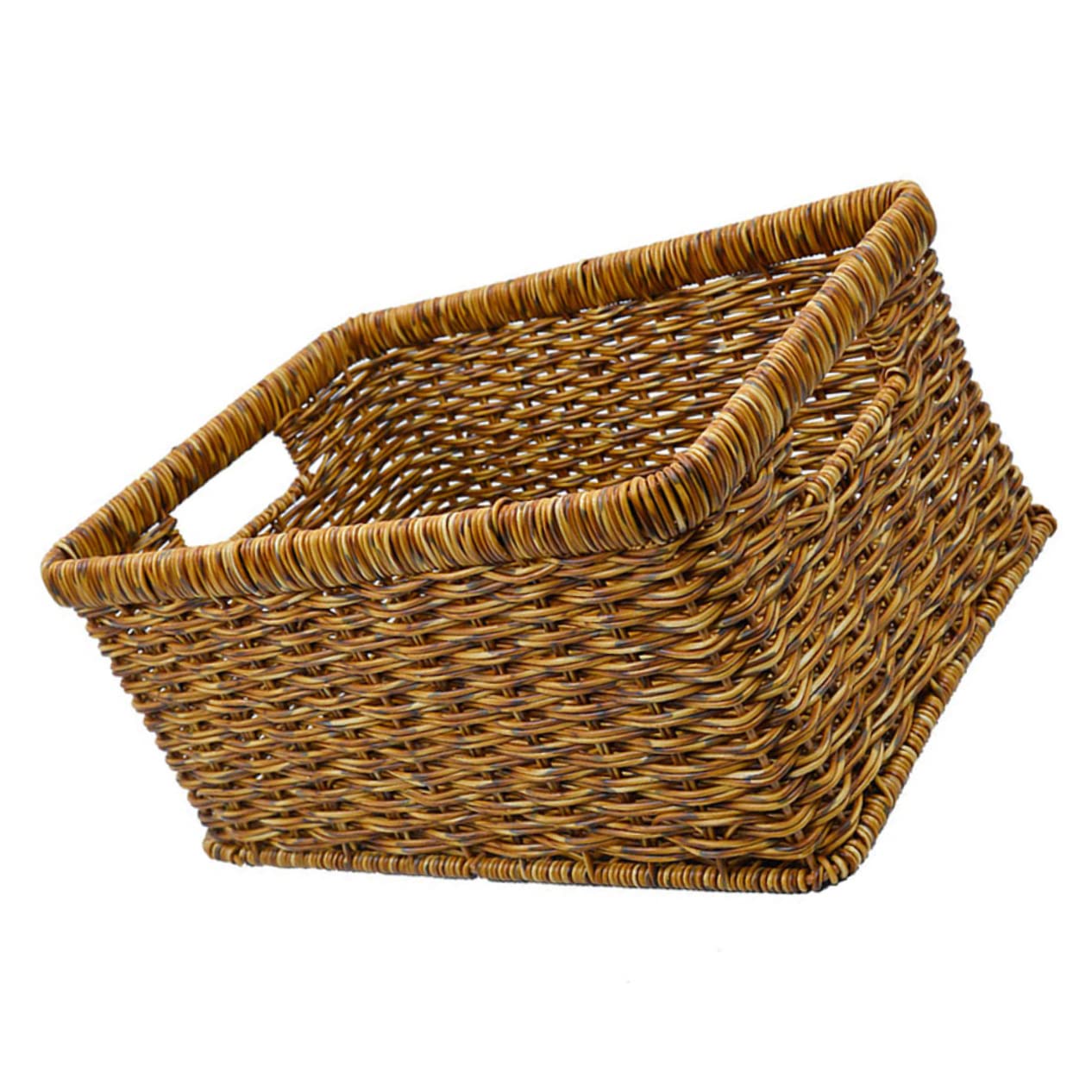 Panier tressé imitation rotan foncé pour jouets et salon cosy