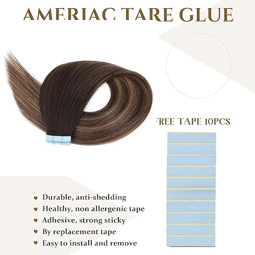 Miniatura 5 de Extensiones de cabello humano con cinta, extensiones de cabello humano Remy 100% real, sin costuras, extensiones de cabello humano real, extensiones