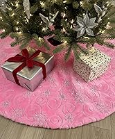 Vista 8 de AOGU Decoración de falda de árbol de Navidad de piel sintética de lentejuelas de 36 pulgadas para fiesta de Feliz Navidad, decoración de falda