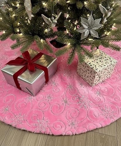 Miniatura 8 de AOGU Decoración de falda de árbol de Navidad de piel sintética de lentejuelas de 36 pulgadas para fiesta de Feliz Navidad, decoración de falda